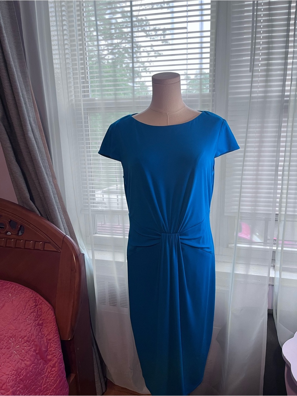 Anne Klein Blue Knot-Front Midi Dress